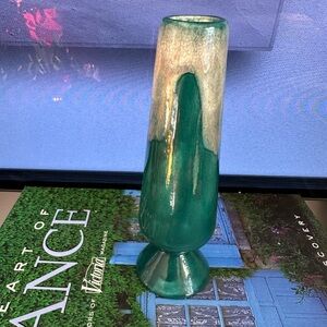 Small Green and Gold Ceramic Vase